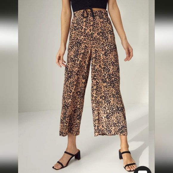 Wilfred Pants - Wilfred Leopard Print Pants - Black and Tan